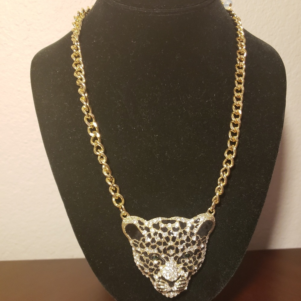 Gold Blinged Tiger Necklace